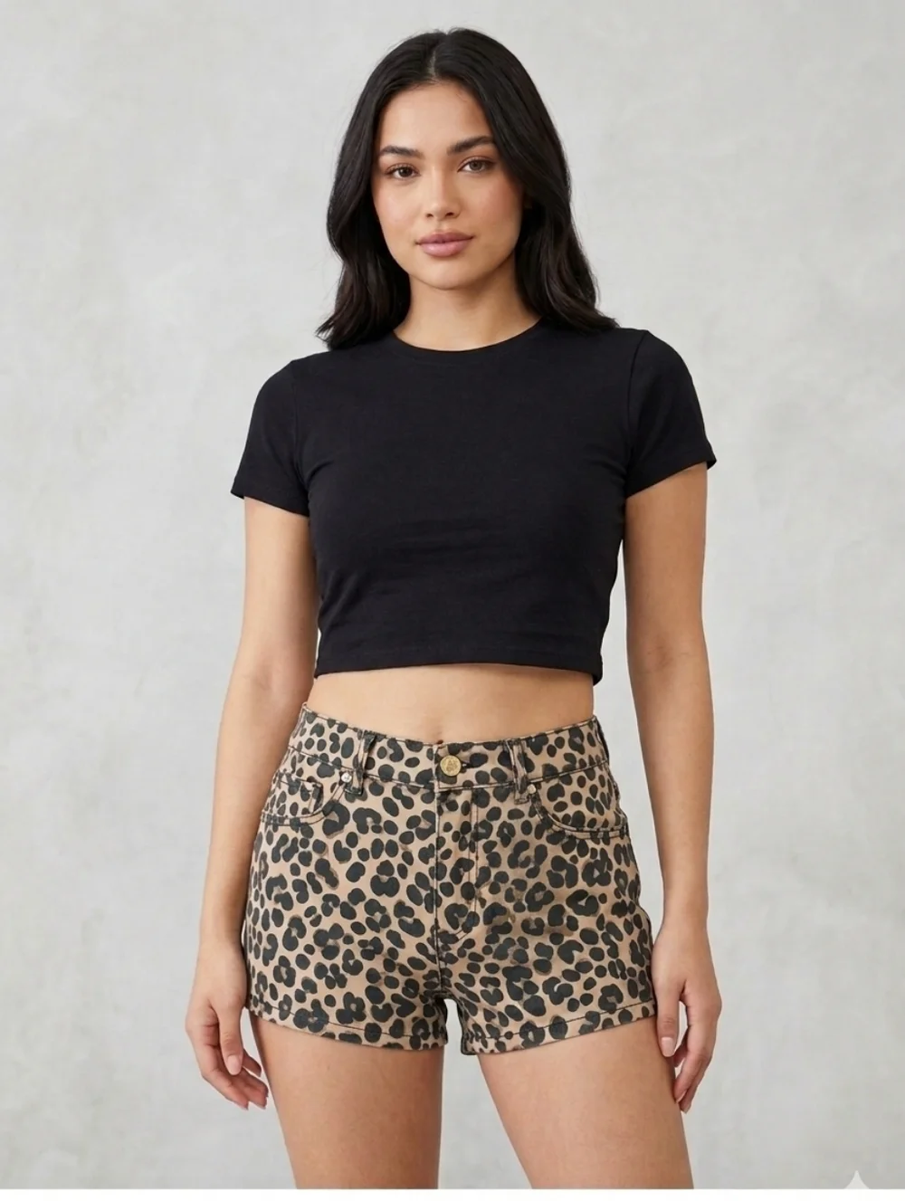 🐆 NWT Juicy Couture Black Label Leopard Print Denim Shorts - Sz 27